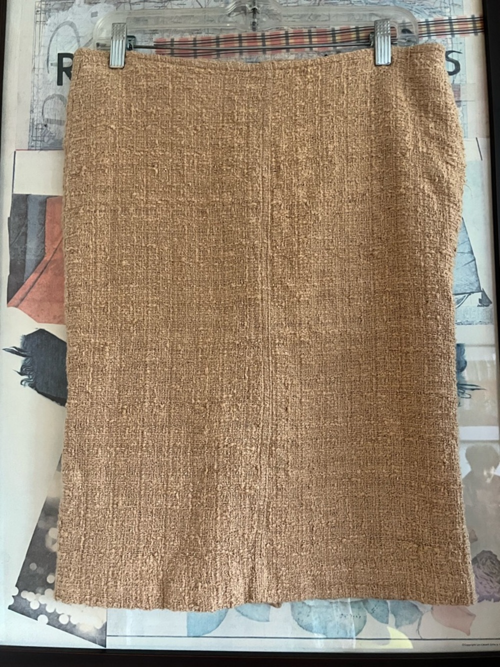 Vintage Roberto Cavalli Italy Textured Nubby Wool Classic Midi Skirt Tan/Beige 8